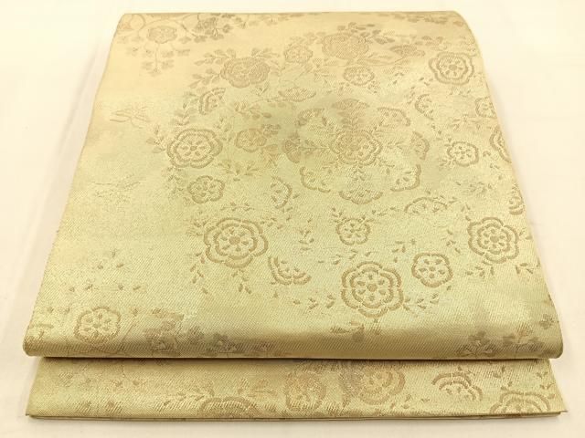 O-2826 袋帯 本金延喜箔 福寿七宝華文 美しい華柄模様 美品 袋帯 秀品 