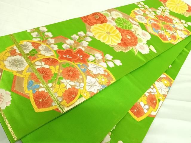 平和屋着物◎六通柄袋帯 唐織 花桐文 金銀糸 正絹 逸品 AABD7130yx