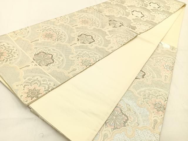 平和屋着物◎六通柄袋帯 唐織 雪輪青海波 銀糸 正絹 逸品 BAAW0099hj