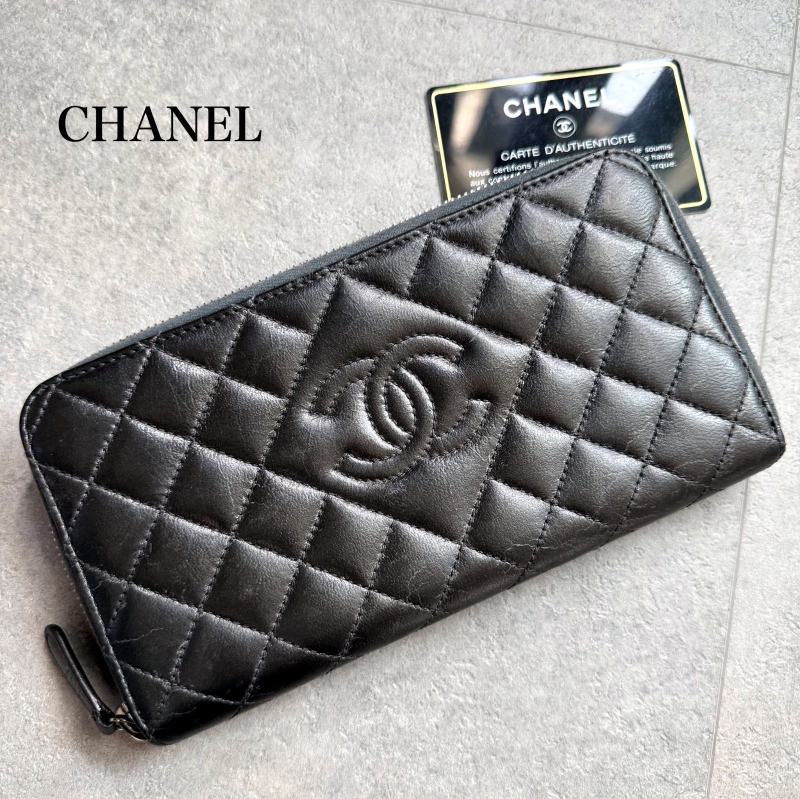 CHANEL シャネル ラウンドファスナー長財布 マトラッセ ココマーク