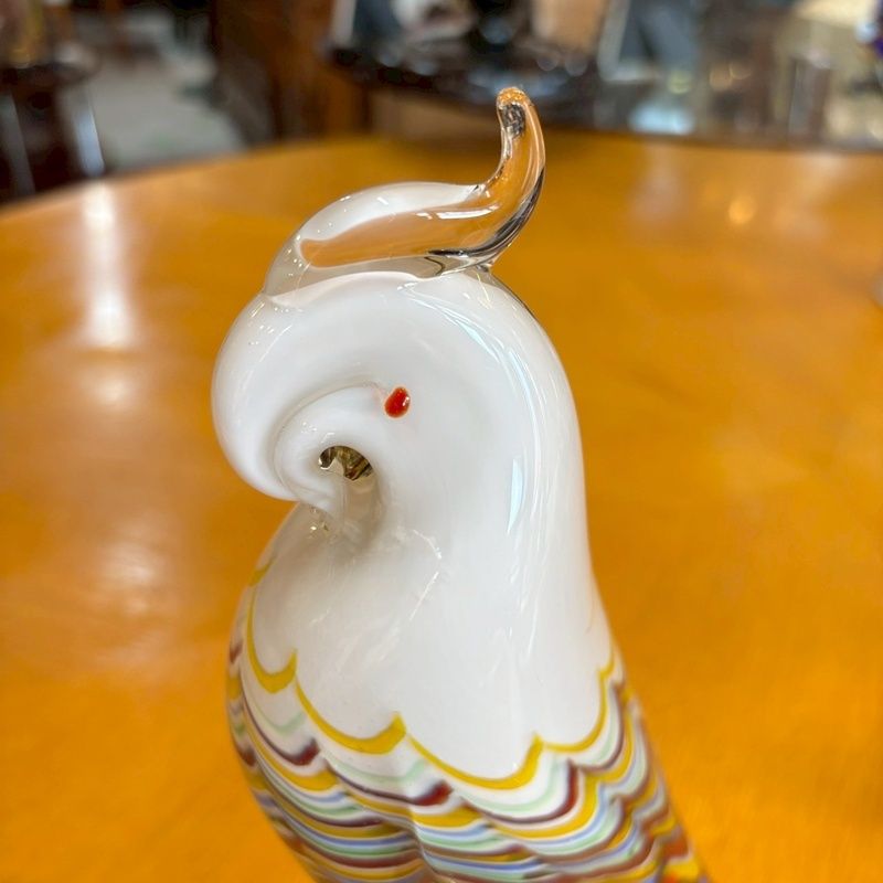 レトロ マルティグラス オウム 高さ33cm ガラス 置物 インテリア