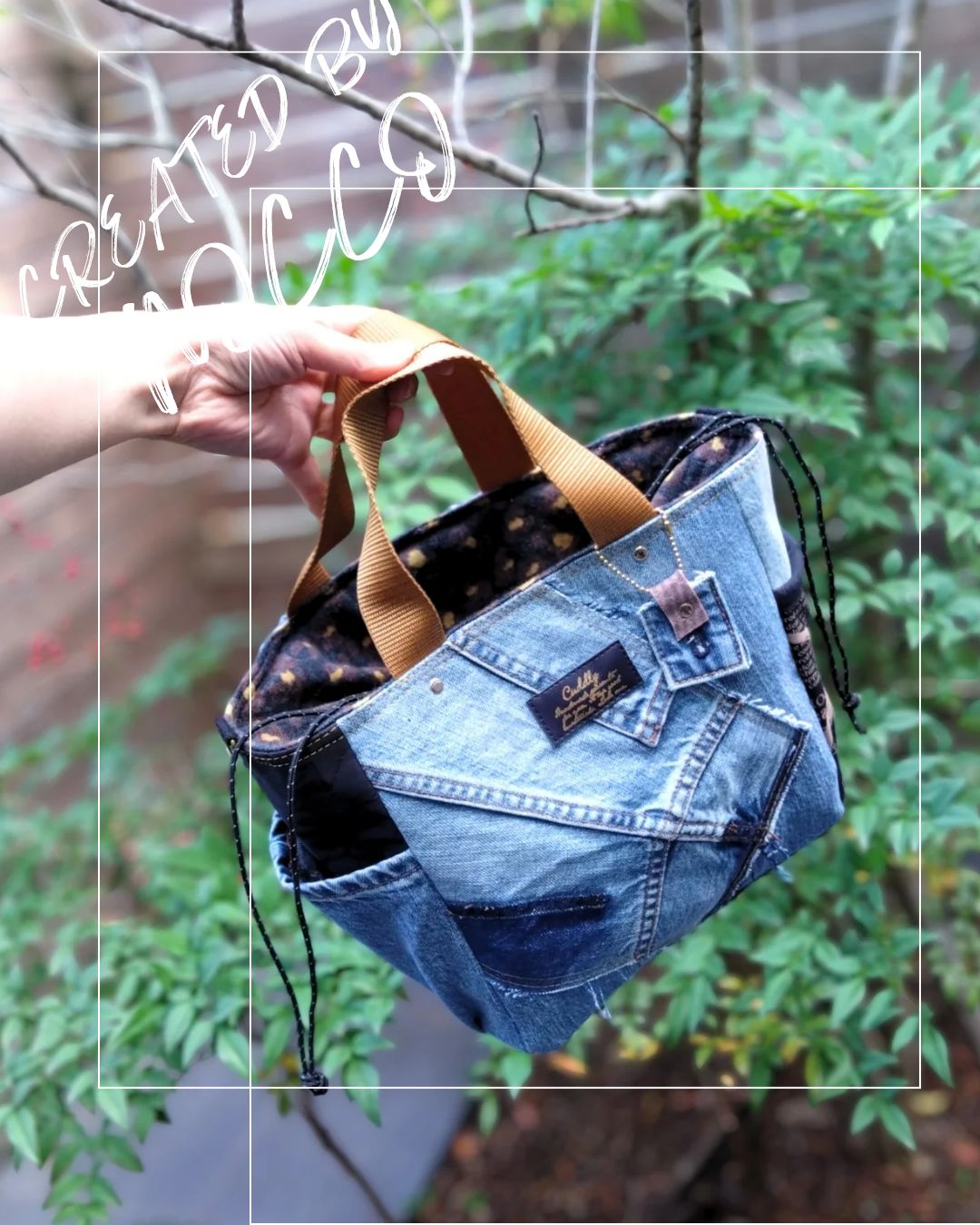 🆕バネポーチ2点set №819【DENIM✖️ヒョウ柄巾着サイドポケット付