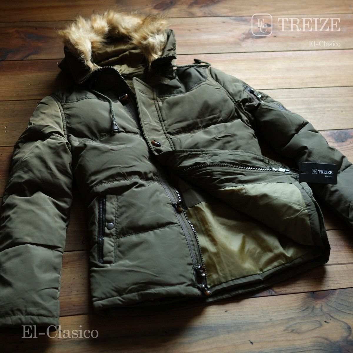 新品□フランス*TREIZE*トレイズ フライト ダウンジャケット グリーン 