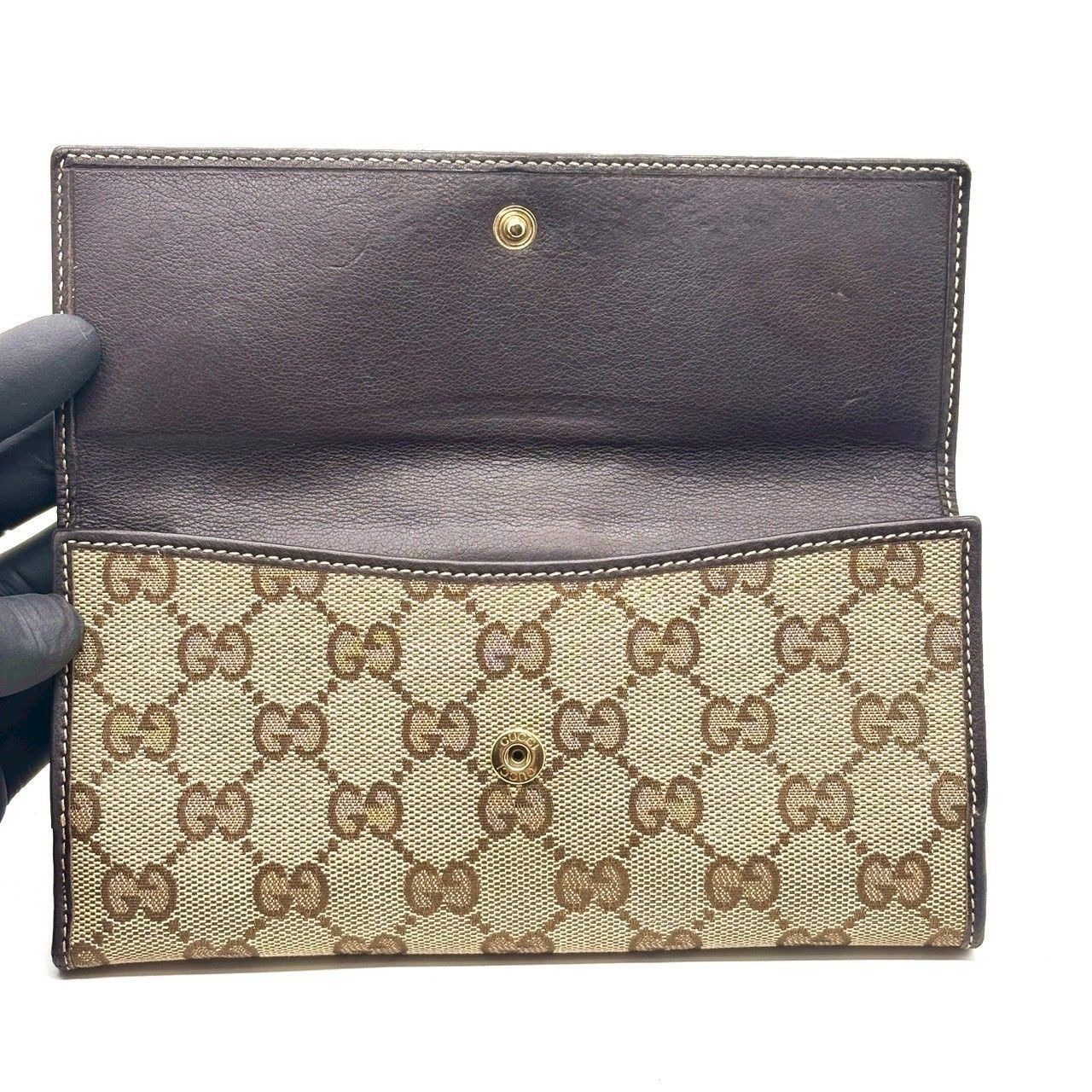 甘さ控えめハート✨ GUCCI グッチ 二つ折り財布 GGキャンバス ラブリー