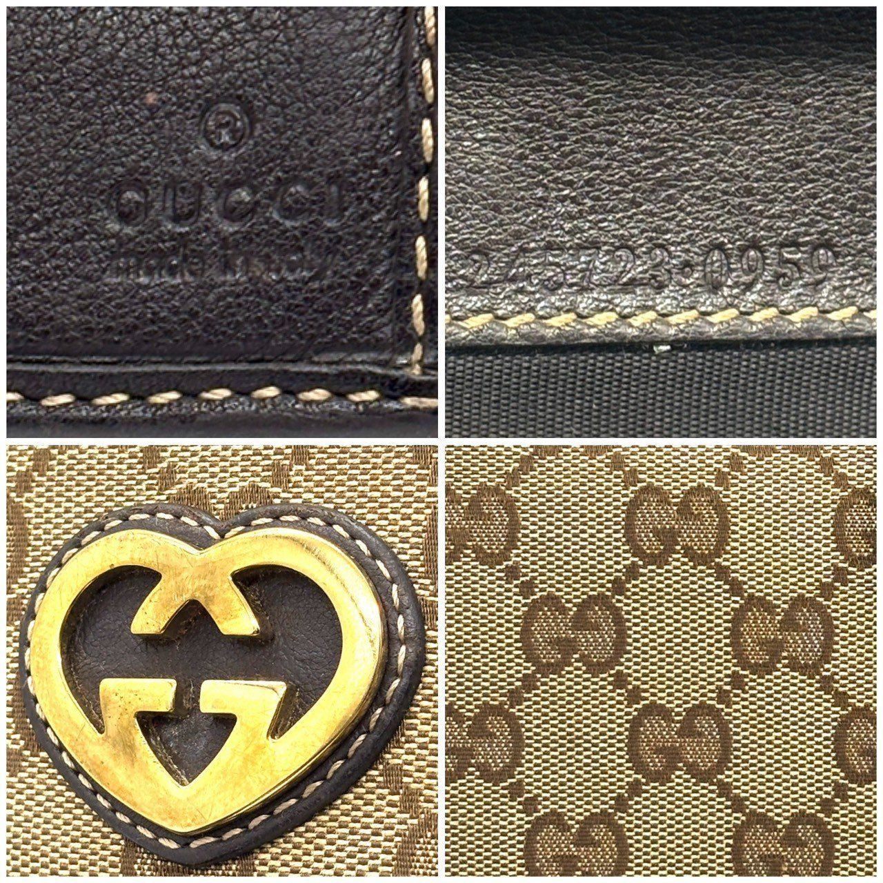 甘さ控えめハート✨ GUCCI グッチ 二つ折り財布 GGキャンバス ラブリー