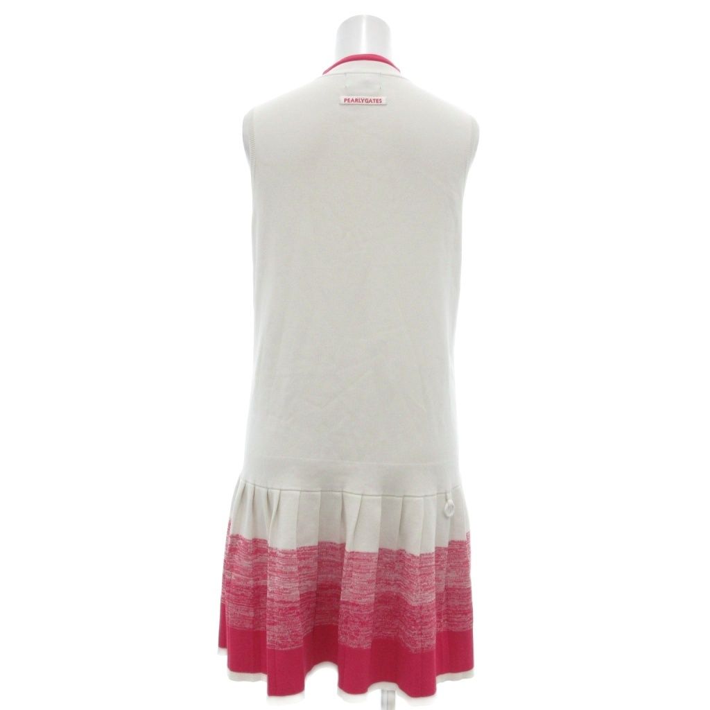 新品タグ付き【パーリーゲイツ】配色ラインノースリーブワンピース 白 1(M) パーリーゲイツ PEARLY GATES ワンピース ゴルフウェア 0 白 ホワイト