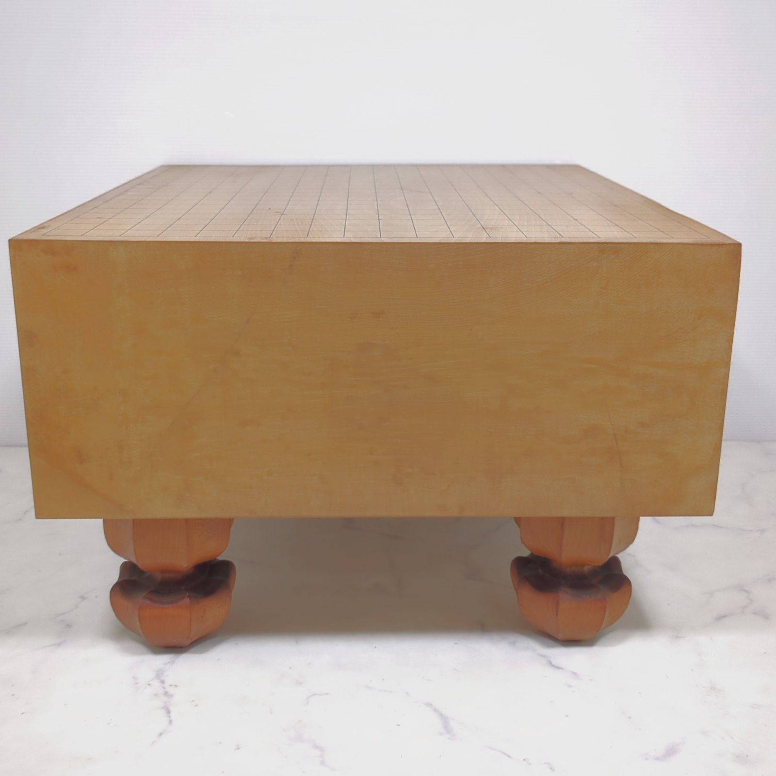 囲碁盤 脚付き 5.6寸 天然木 板目 木裏 へそ付き 蛤碁石 - メルカリ