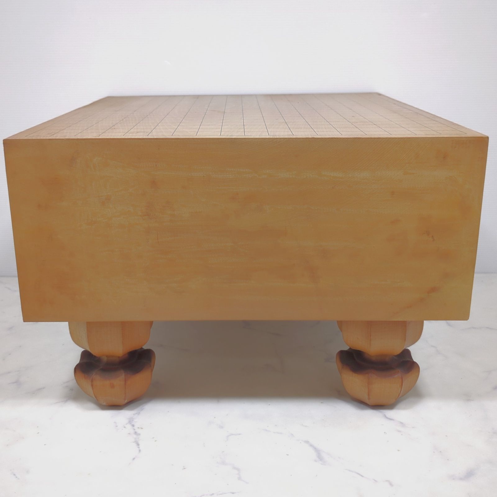 囲碁盤 脚付き 5.6寸 天然木 板目 木裏 へそ付き 蛤碁石 - メルカリ