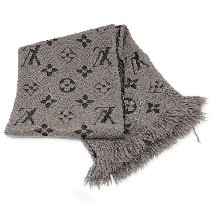 ルイヴィトン エシャルプ ロゴマニア 413287 グレージュ ウール×シルク