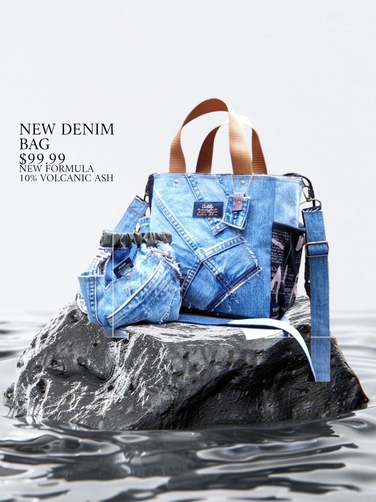 🆕バネポーチ2点set №819【DENIM✖️ヒョウ柄巾着サイドポケット付