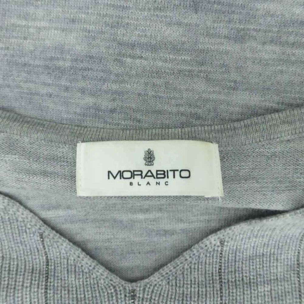 モラビト MORABITO ニット カットソー ウール 40 L グレー Vネック