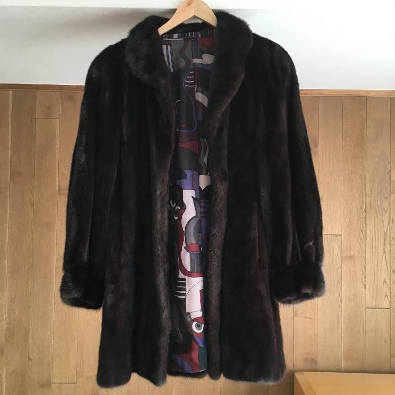 美品 BLACKGLAMA ブラックグラマ 裏地柄 ロング 柔らか ロング