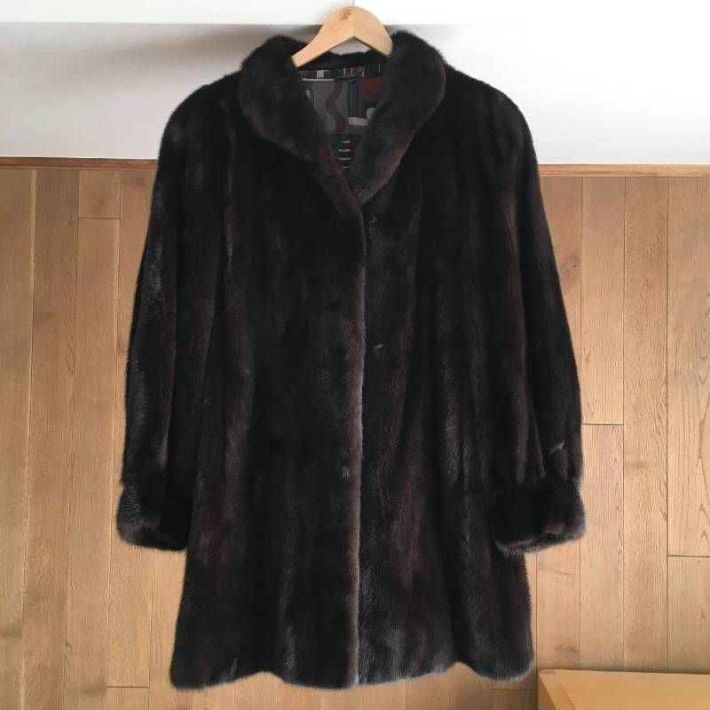 美品 BLACKGLAMA ブラックグラマ 裏地柄 ロング 柔らか ロング