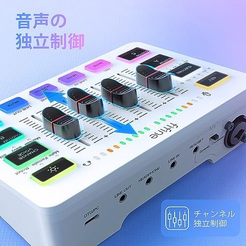 FIFINE ゲーミングオーディオミキサー オーディオインターフェース PC