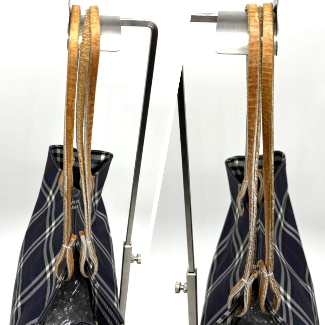 BURBERRY LONDON ノバチェック A4収納トートバッグ レザー キャンバス 