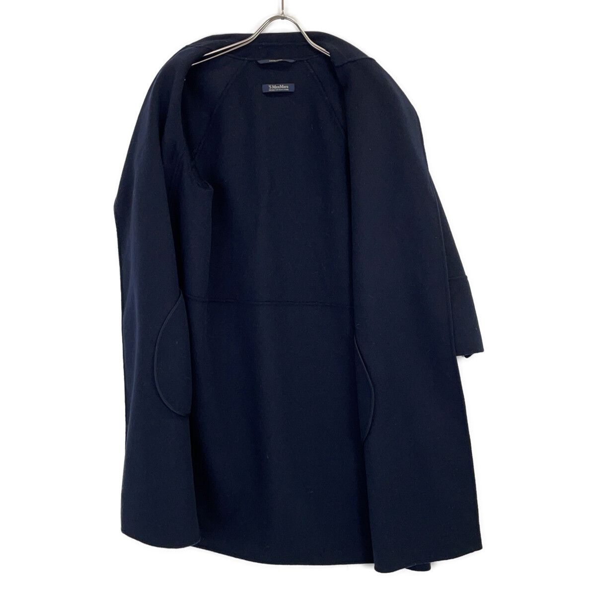 S MaxMara エスマックスマーラ 【Cucito A Mano】ﾈｲﾋﾞｰ ﾋﾟｭｱｳｰﾙ ﾗｯﾌﾟ