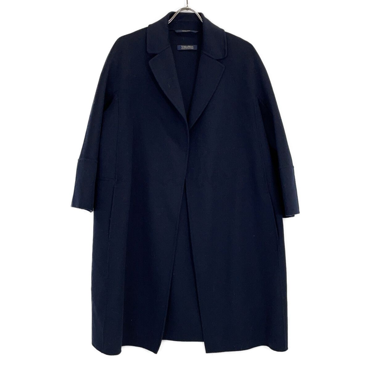 S MaxMara エスマックスマーラ 【Cucito A Mano】ﾈｲﾋﾞｰ ﾋﾟｭｱｳｰﾙ ﾗｯﾌﾟ