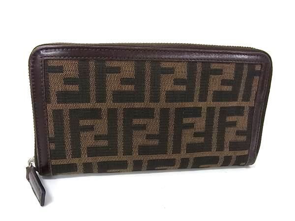 FENDI フェンディ 財布 ズッカ 230930978 ブラウン キャンバス レザー