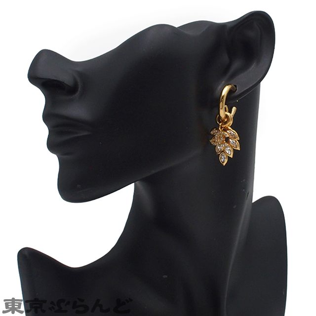 シャネル CHANEL ピアス ドロップ ゴールド メタル ラインストーン