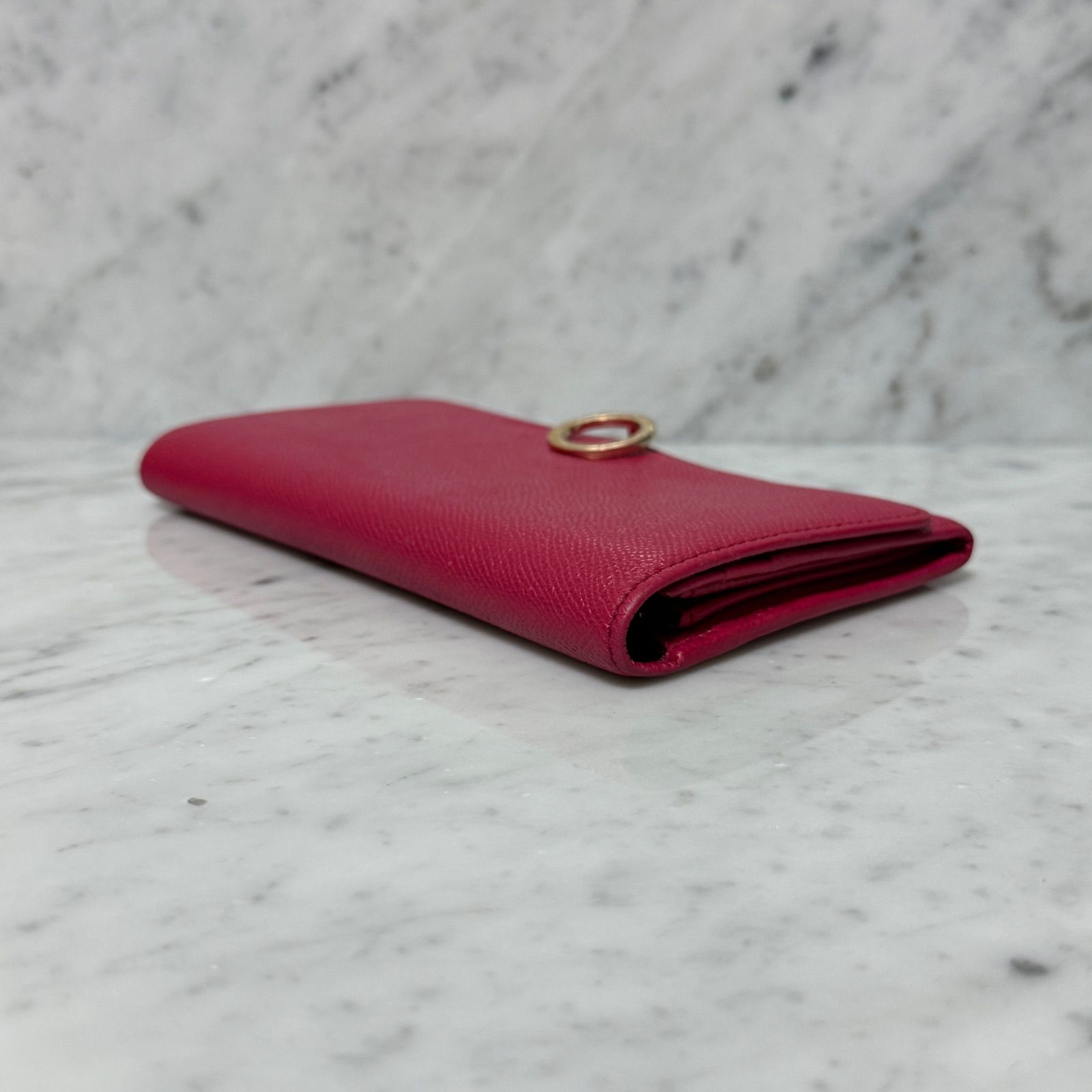 BVLGARI ブルガリ 長財布 ピンク 本革 レザー ゴールド 金 ロゴ 