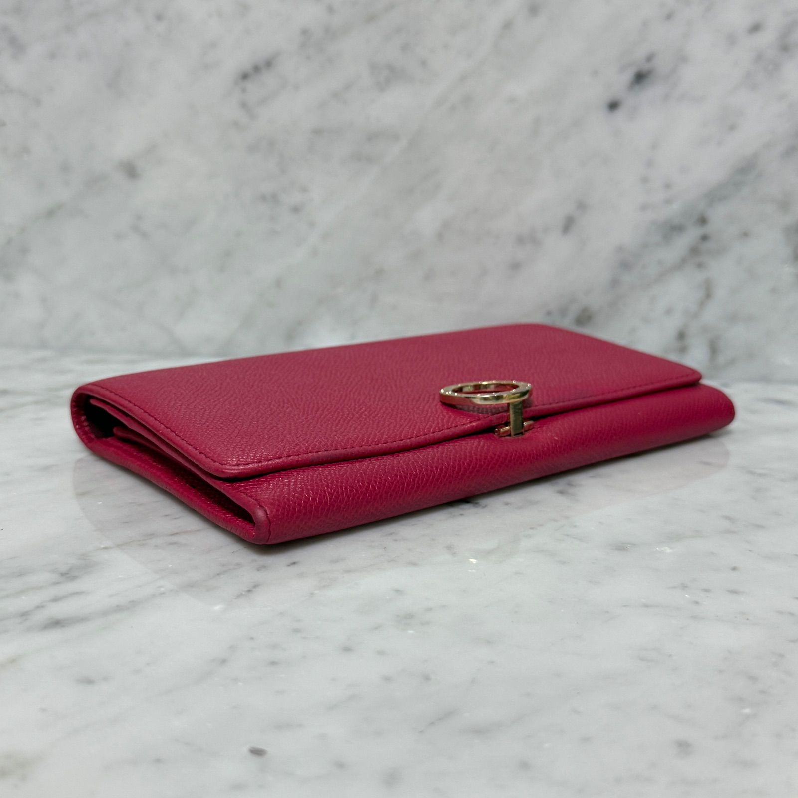 BVLGARI ブルガリ 長財布 ピンク 本革 レザー ゴールド 金 ロゴ