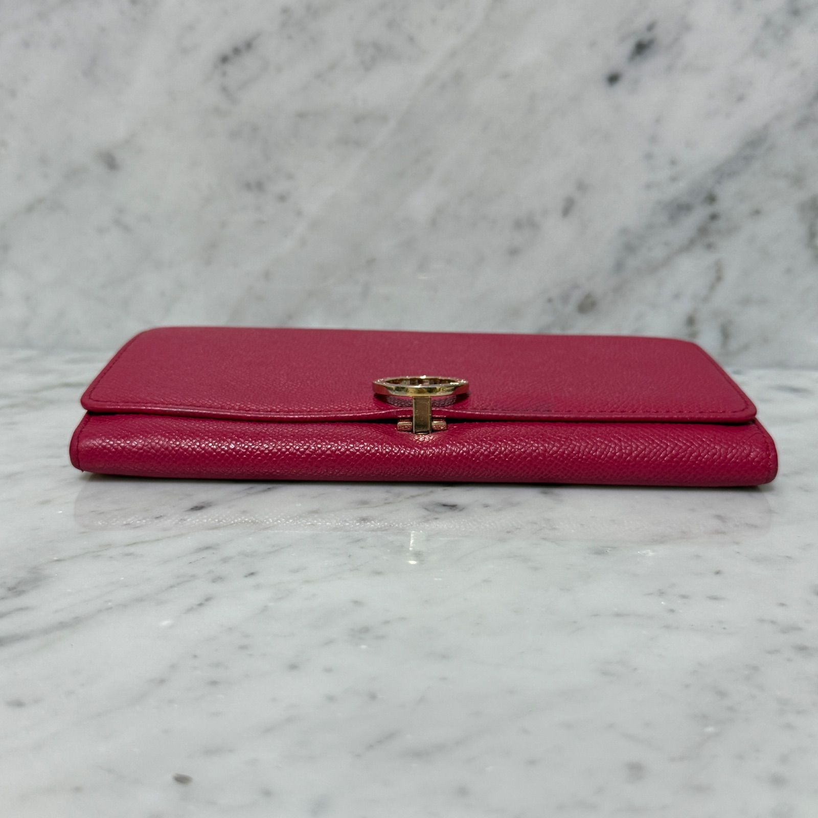 BVLGARI ブルガリ 長財布 ピンク 本革 レザー ゴールド 金 ロゴ