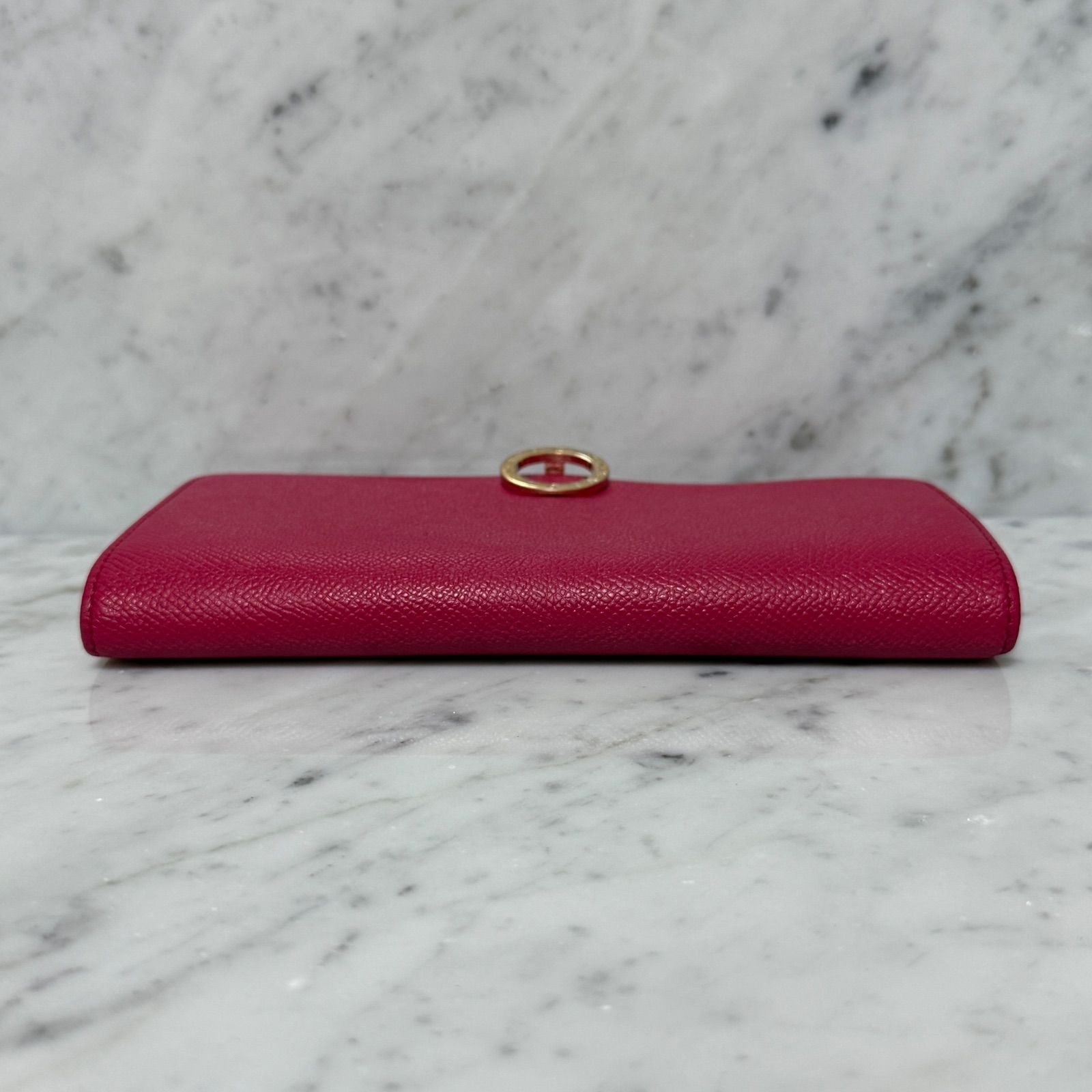 BVLGARI ブルガリ 長財布 ピンク 本革 レザー ゴールド 金 ロゴ