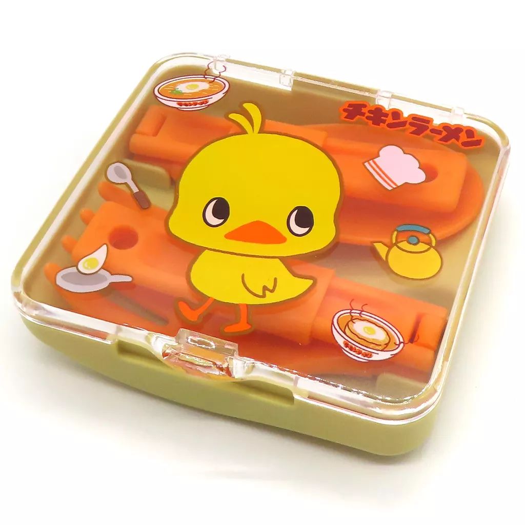 中古】カトラリー ひよこちゃん(オレンジ) スプーン＆フォーク 「日清
