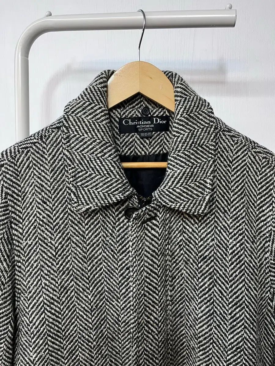クリスチャン・ディオール ヘリンボーン パータン ウール ハーフコート