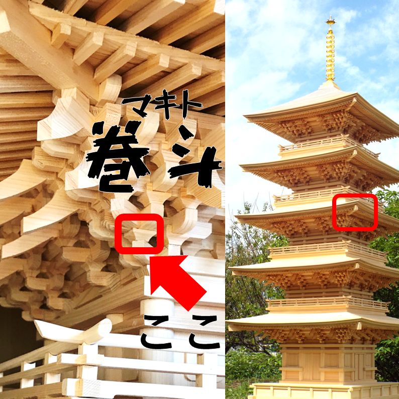 宮大工が作った五重塔の部品「巻斗」で作った御札立て「巻斗