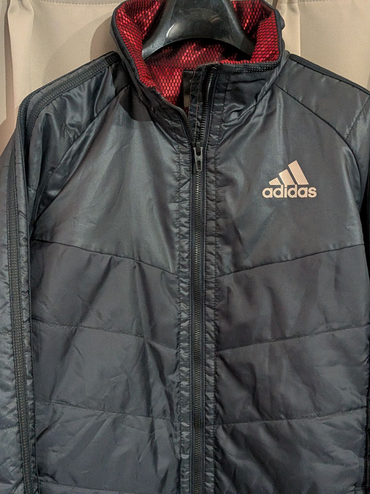 美品　アディダスadidas ClimaProof ウインドブレーカー上下セット adidas アディダス climaproof 中綿入 ウォーマー ウィンドブレーカー