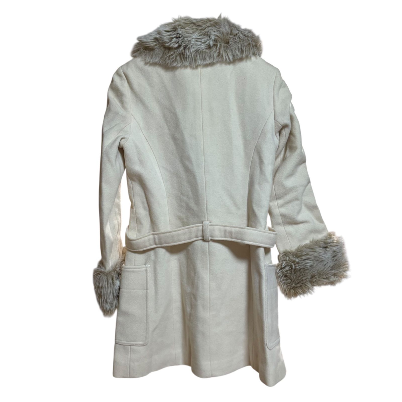 ZK37 L'EST ROSE レストローズ ウールコート ファー付き アイボリー