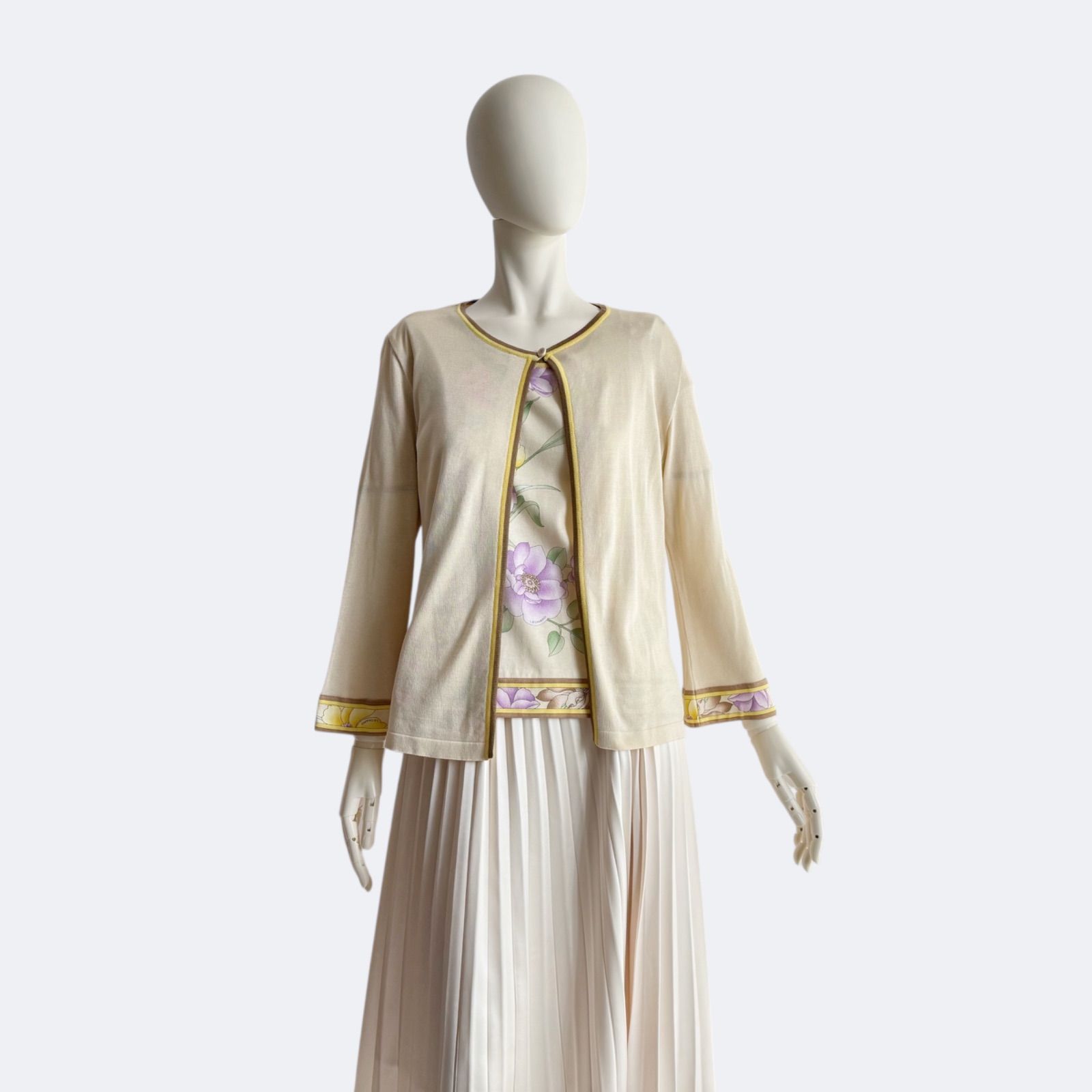 LEONARD レオナール アンサンブル 花柄 ベージュ 綿100 日本製 - メルカリ