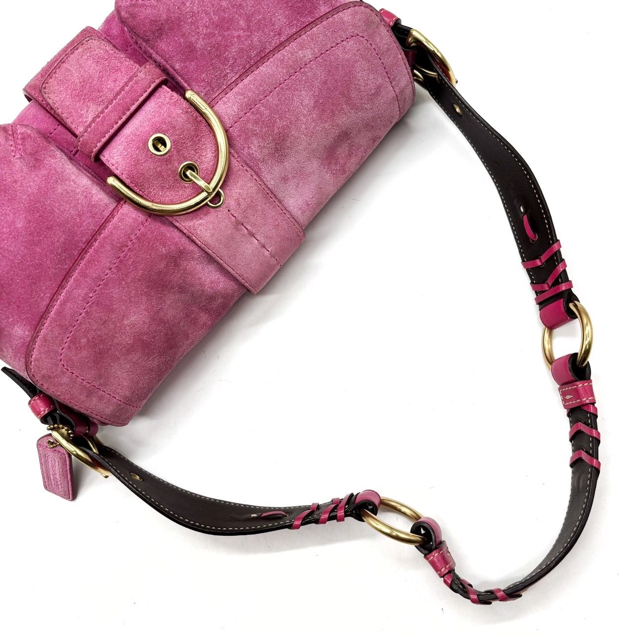 美品】 COACH Y2K soho signature pink canvas leather unisex コーチ 