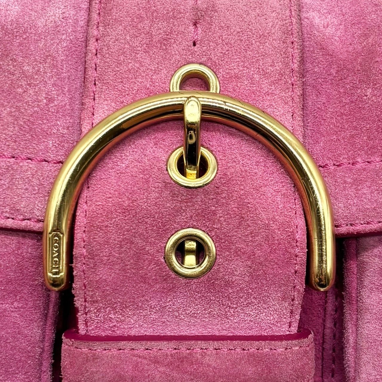 COACH Soho Signature Pink Canvas Leather Unisex Tote Bag Authentic