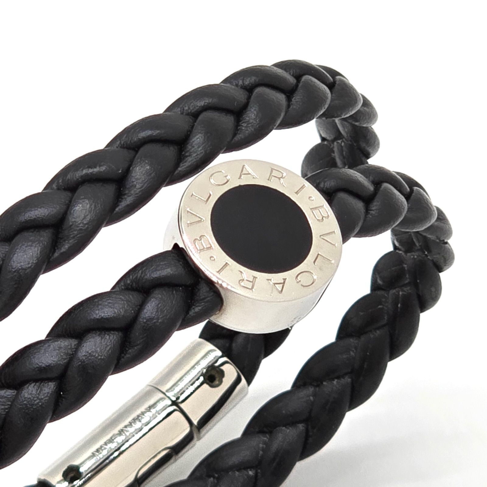BVLGARI ブルガリ ブルガリ・ブルガリ マン レザーブレスレット 腕周り
