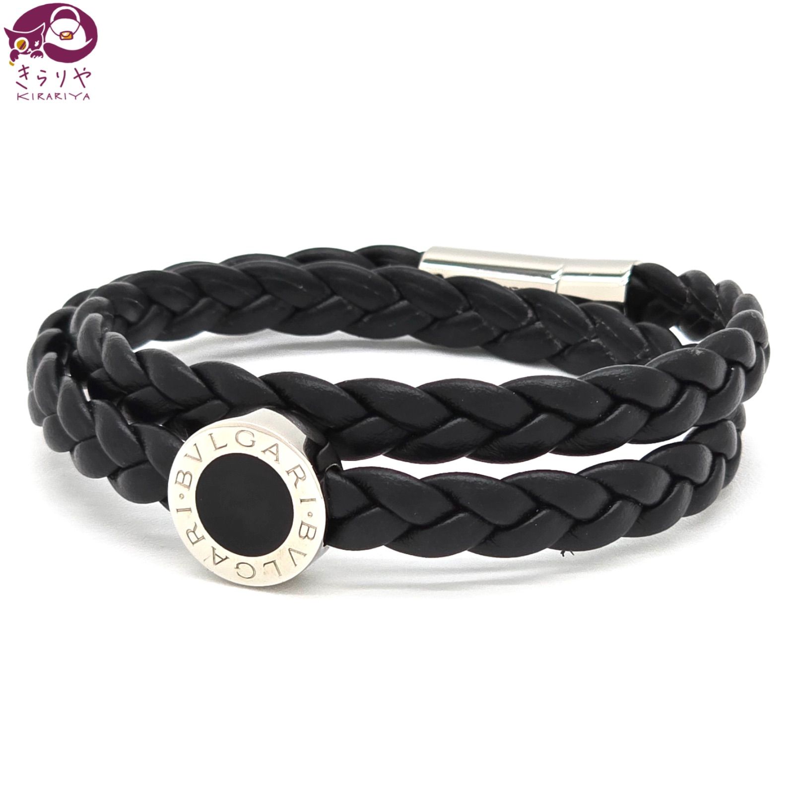 BVLGARI レザーブレスレット 黒 BVLGARI ブルガリ ブルガリ・ブルガリ マン レザーブレスレット 腕周り