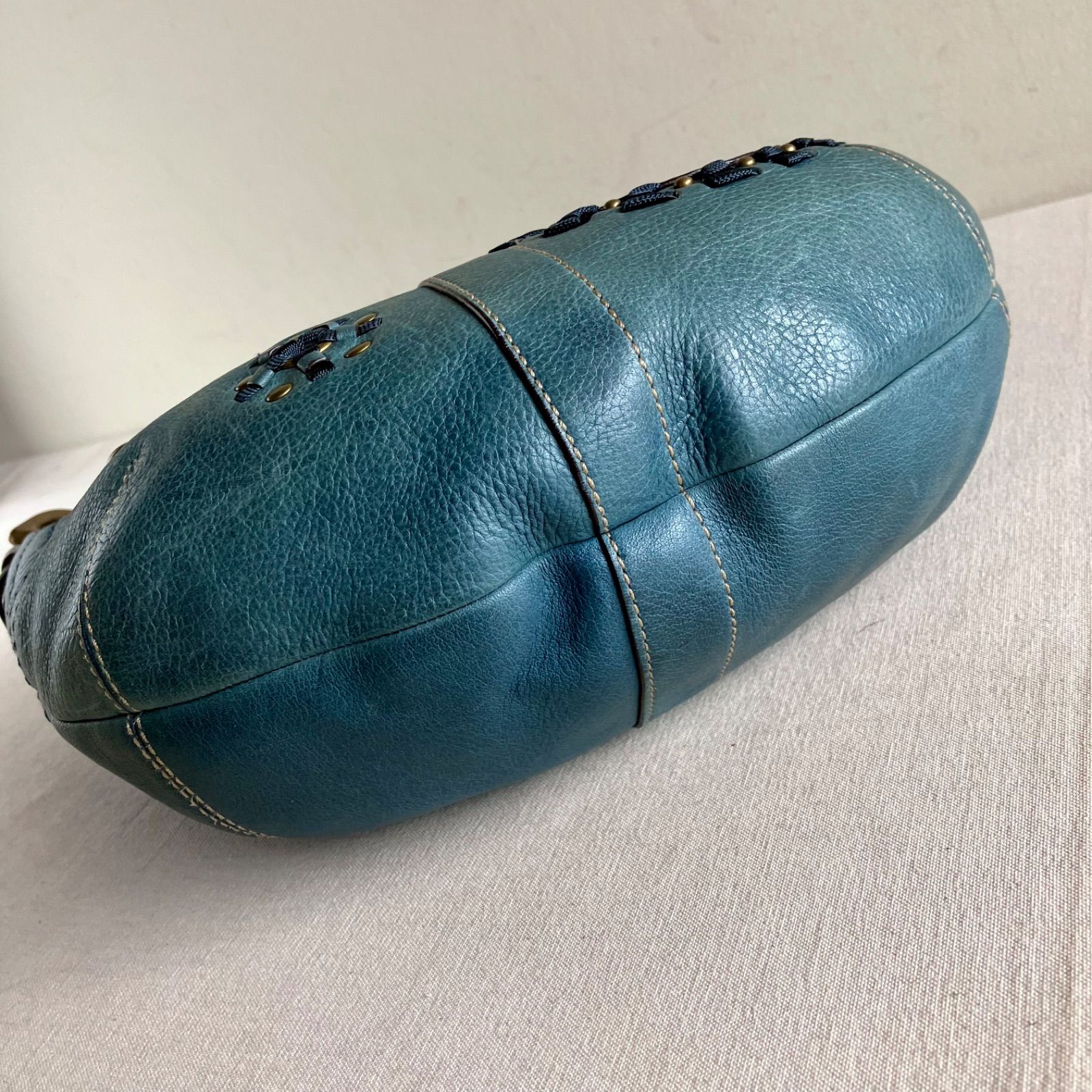 Coach y2k Vintage Lace Studs Ocean Blue Leather Mia Soho Hobo 