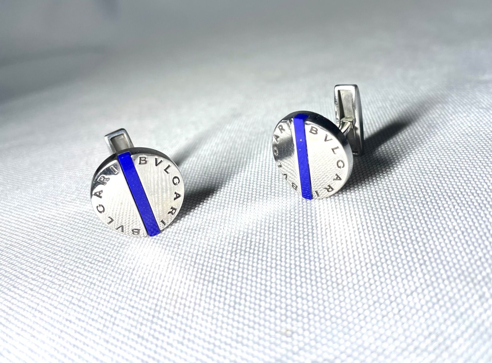 希少 BVLGARI ブルガリ ブランドロゴ文字 ラピスラズリ & 鏡面