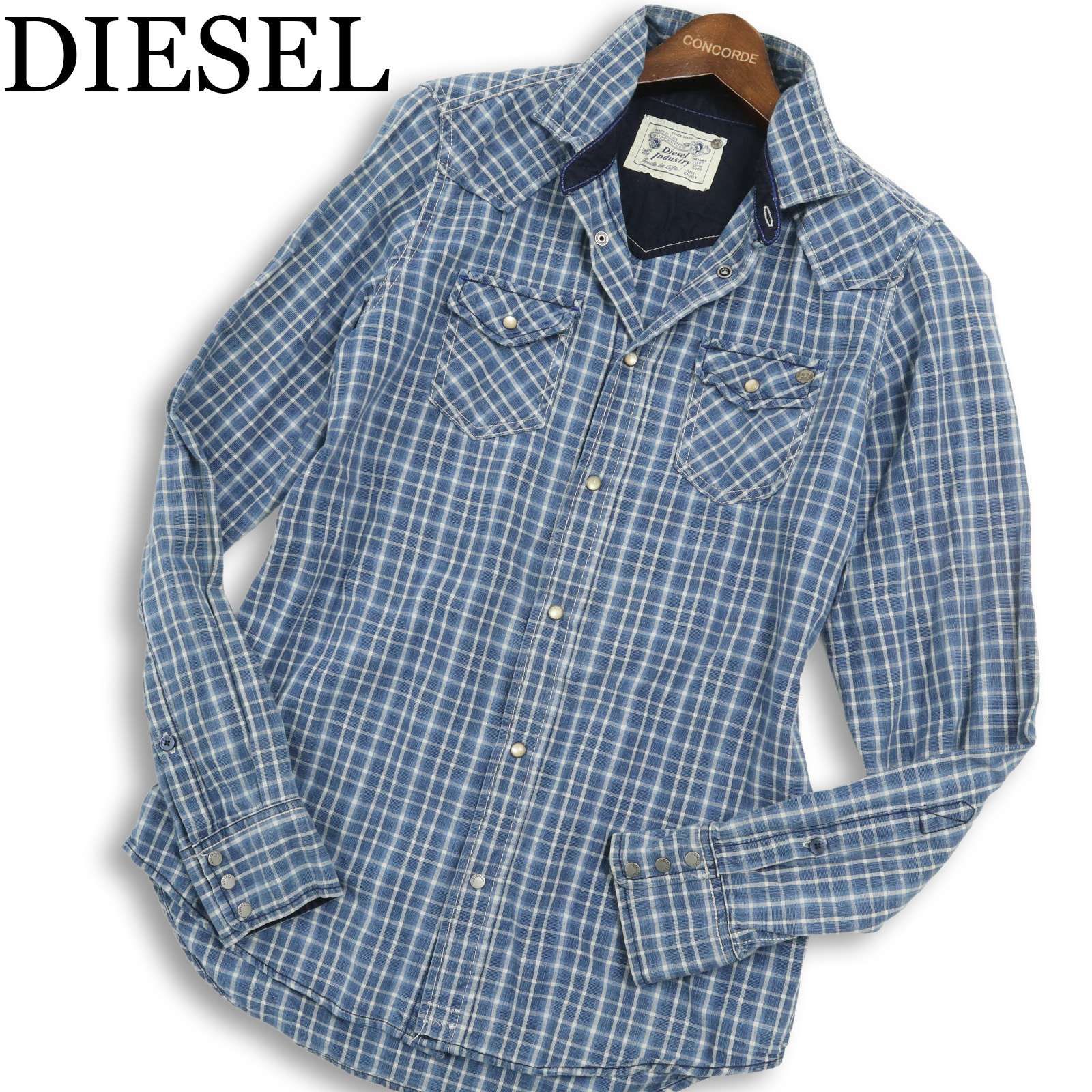 DIESEL (ディーゼル) オーバルD刺繍 チェック柄 長袖 シャツ s DIESEL