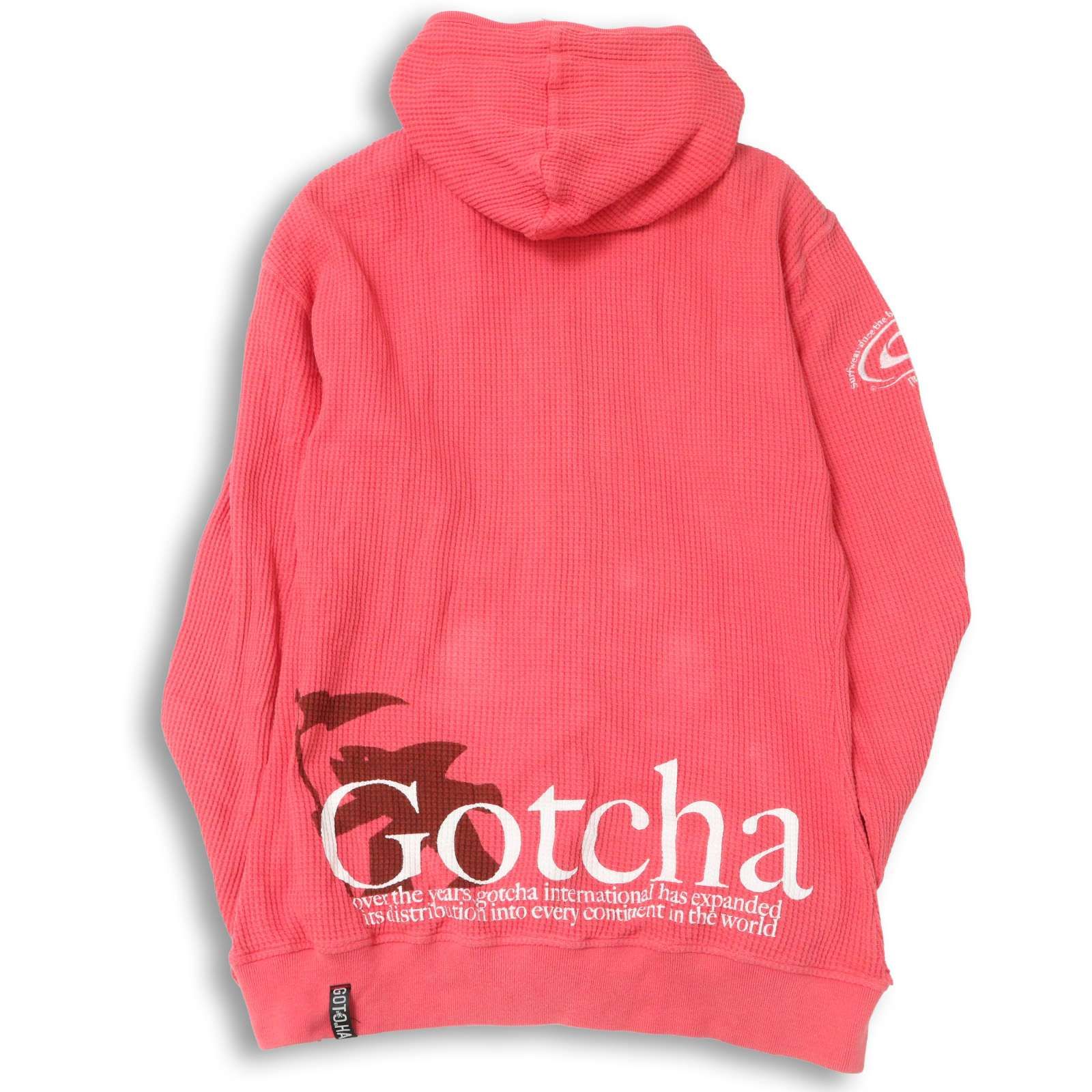 GOTCHA ガッチャ 通年 ロゴ☆ ワッフル ジップ フーディー パーカー Sz