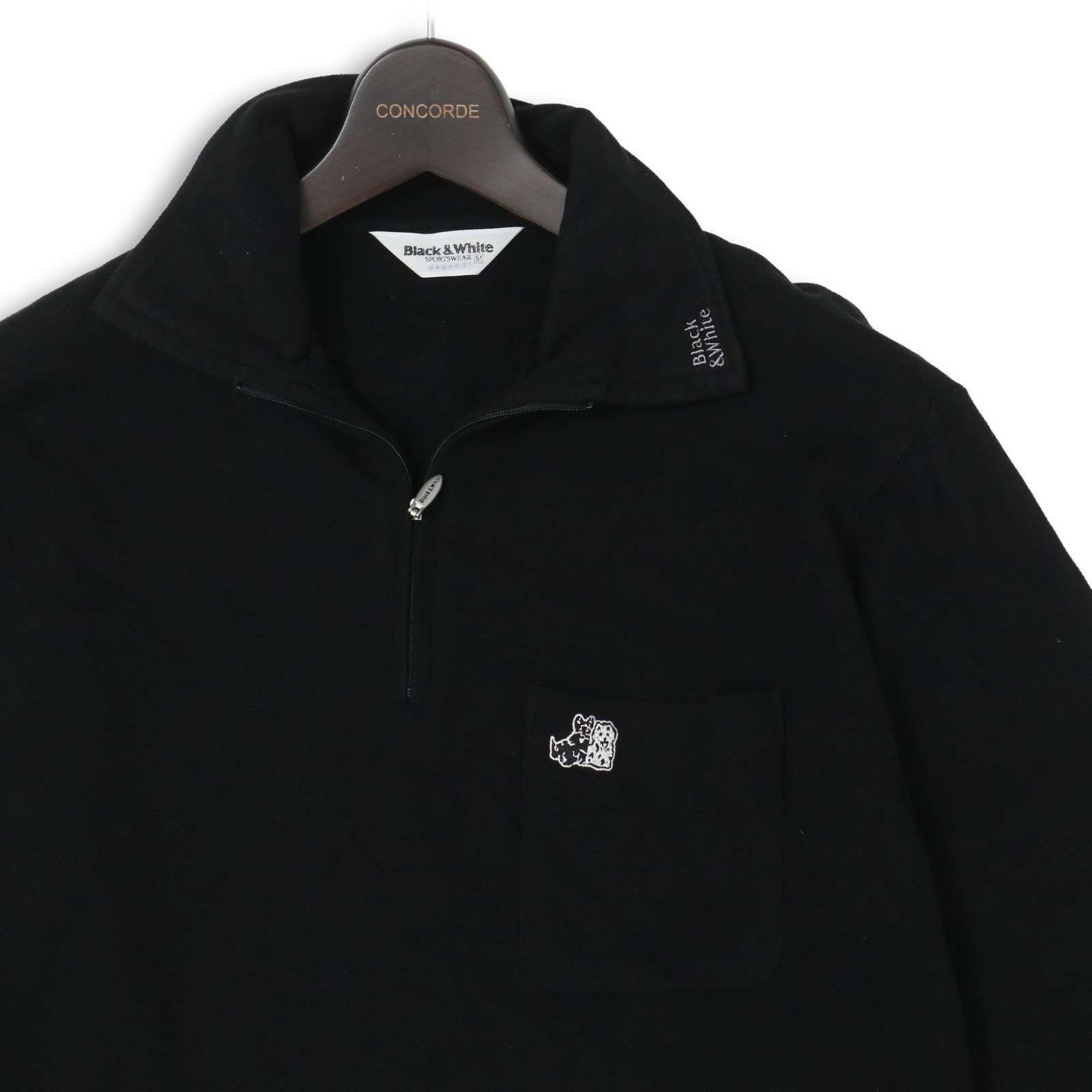 BLACK&WHITE ブラック＆ホワイト ゴルフ 通年 ドッグ刺繍☆ 長袖