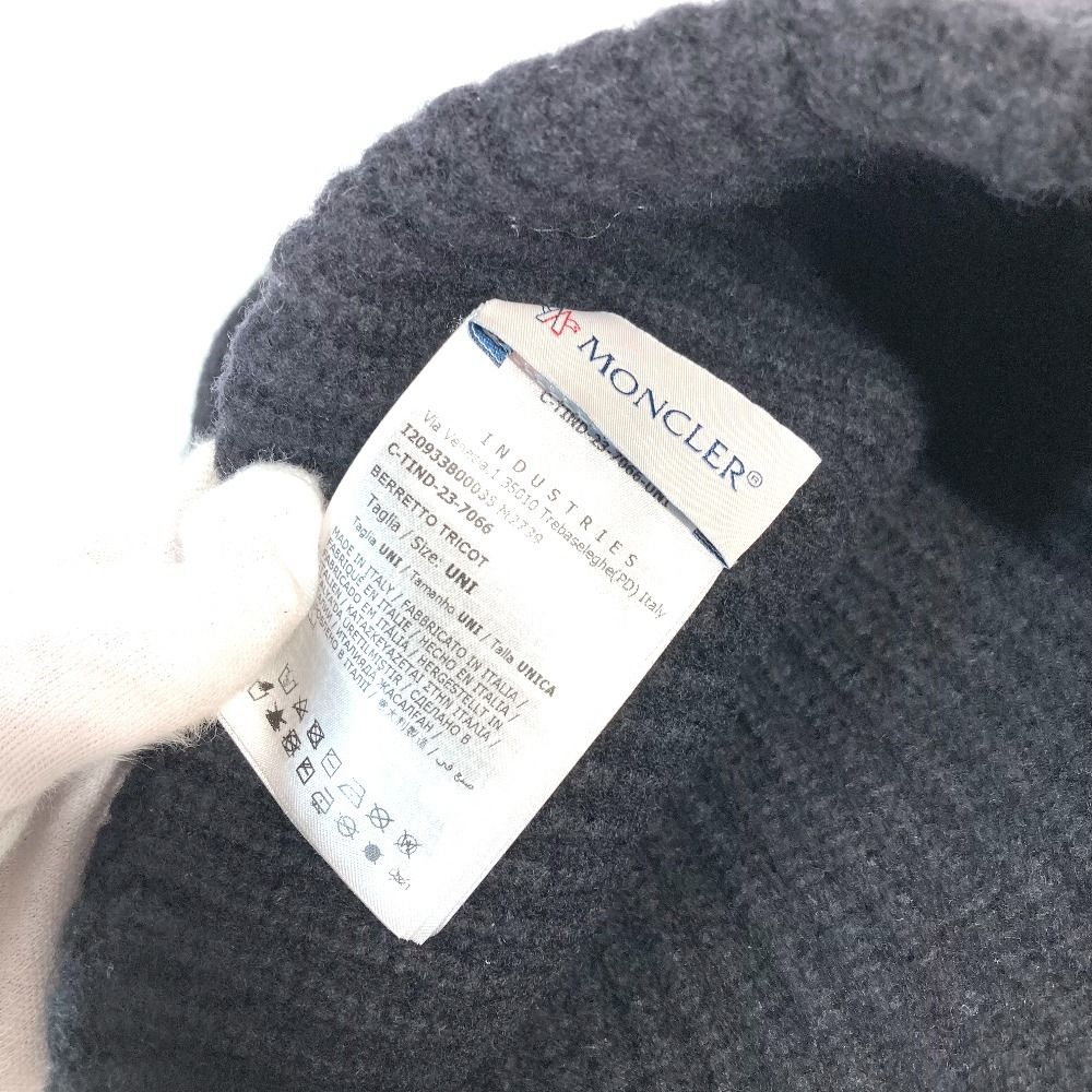 MONCLER モンクレール ニット帽 ラインストーン ロゴ ウール ブラック 