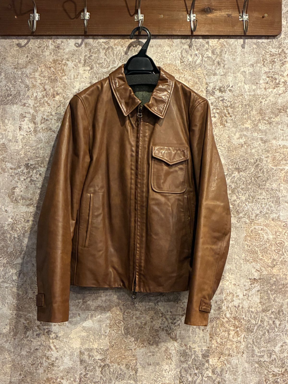 VAZZOLER ヴァッツォレール ブラウン ラムレザー レザージャケットVAZZOLER TRACKER JACKET