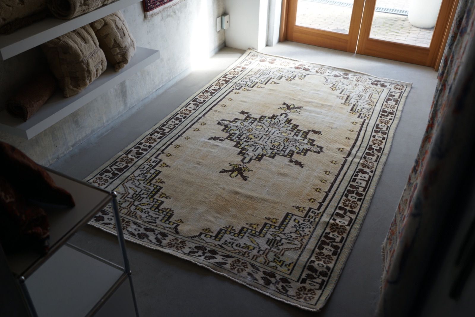 ヴィンテージラグ トルコ イスパルタ イエローベージュ 1970年代 248