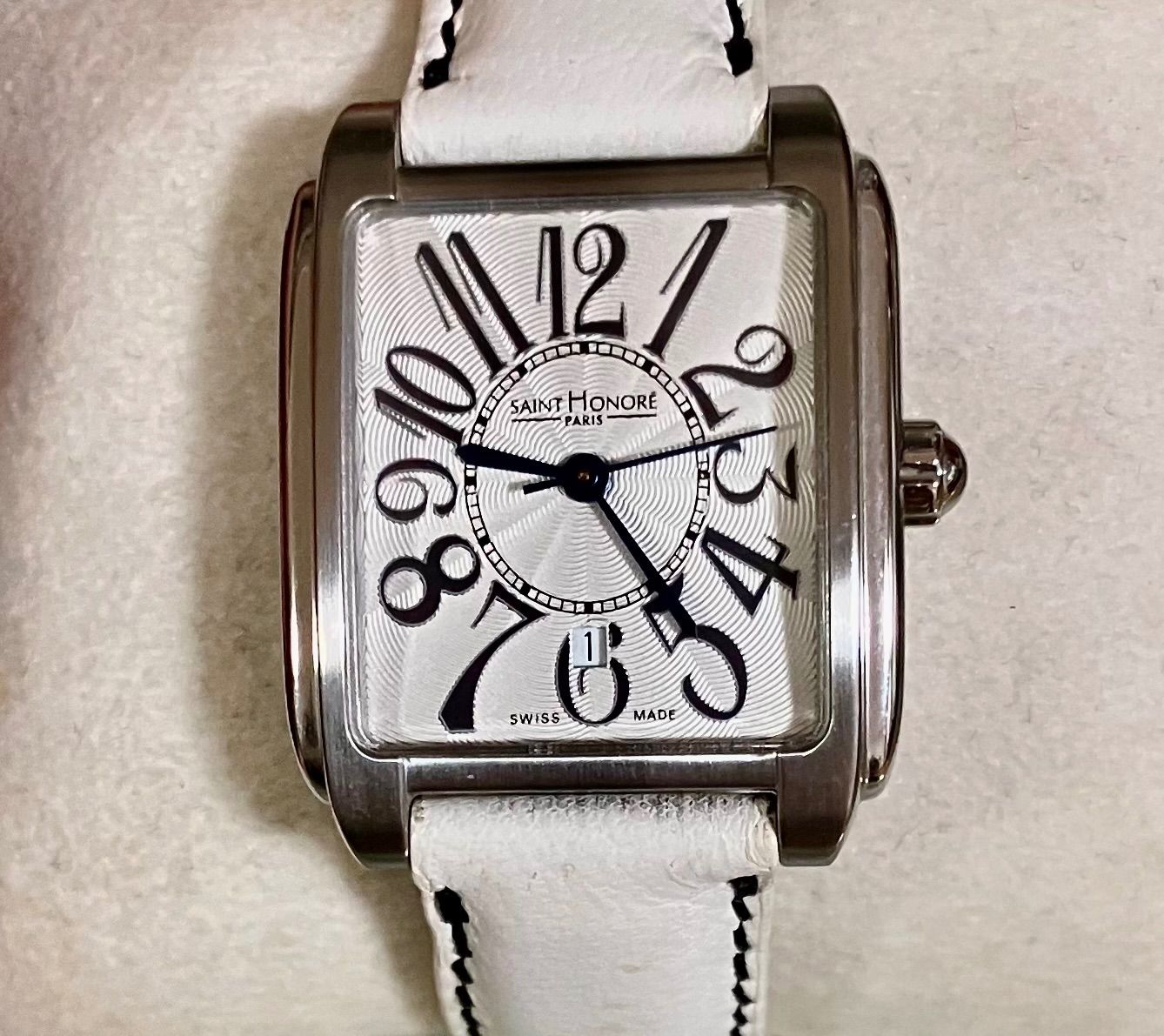 ☆稼働品☆SAINT HONORE サントノーレ☆シルバー文字盤☆QZ☆純正