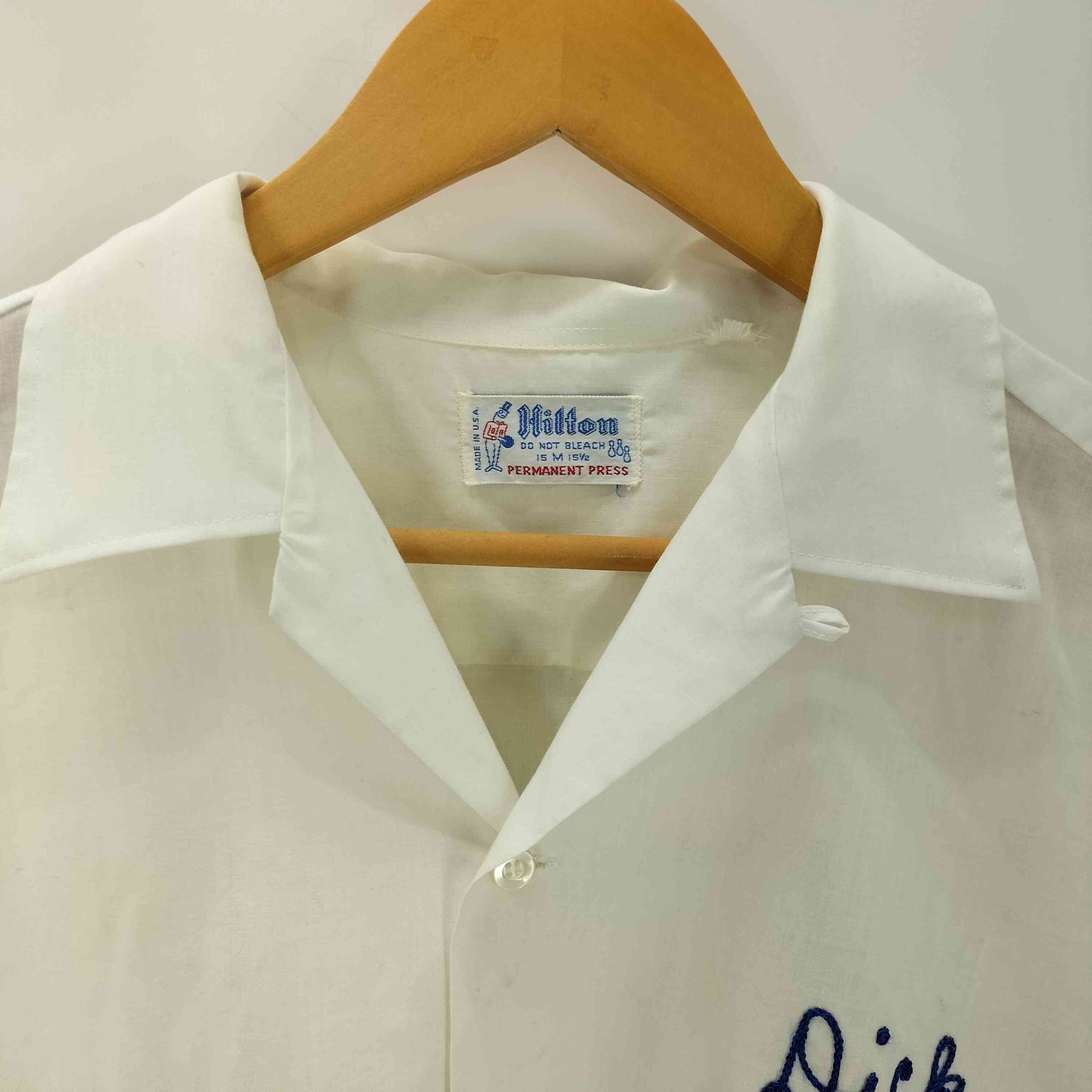 ヒルトン HILTON 70S USA製 両面 ベル 刺繍 S/S 開襟 オープンカラー