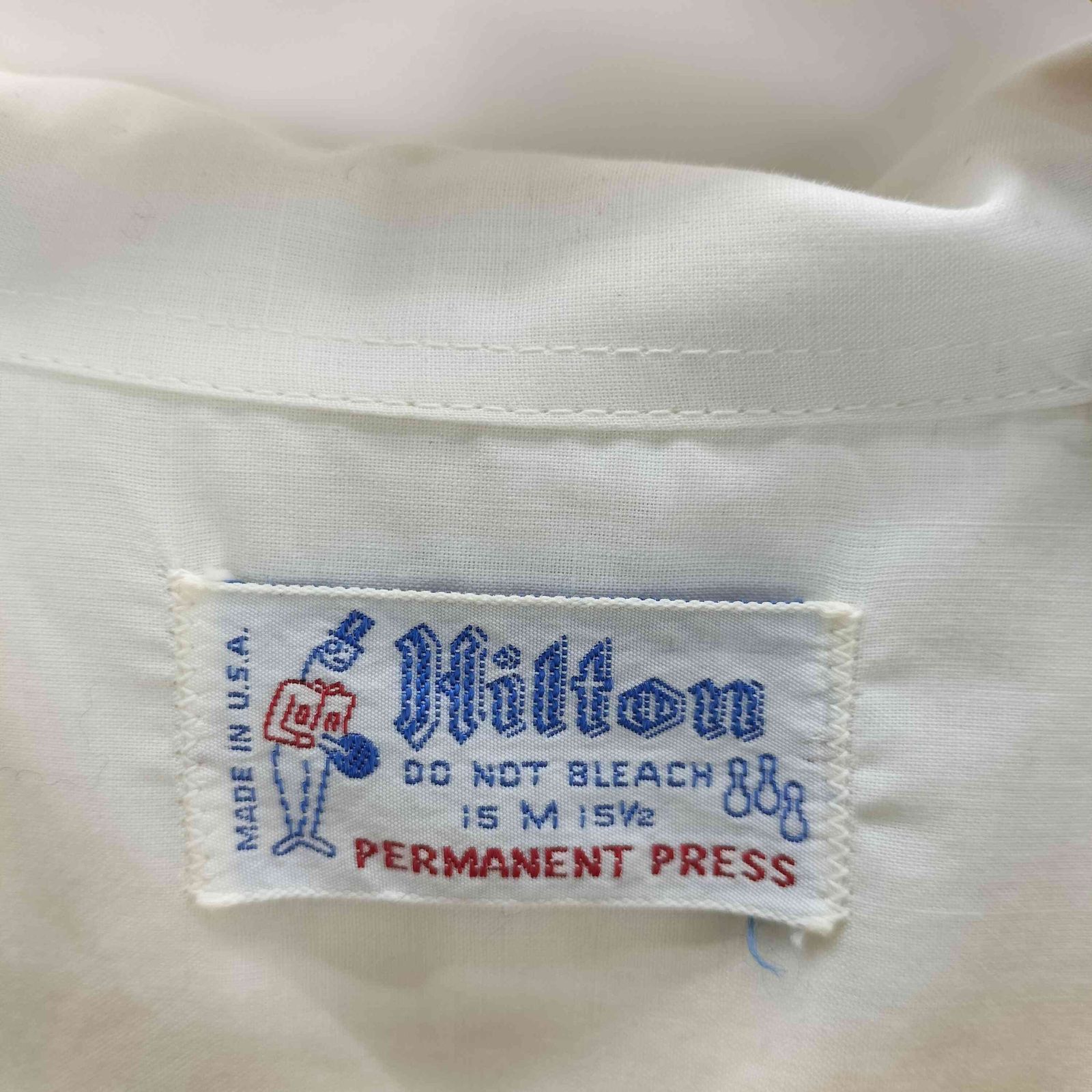 ヒルトン HILTON 70S USA製 両面 ベル 刺繍 S/S 開襟 オープンカラー