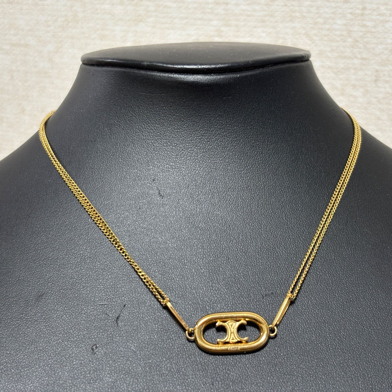 CELINE セリーヌ 2連 ネックレス ゴールド ロゴ トリオンフ チェーン