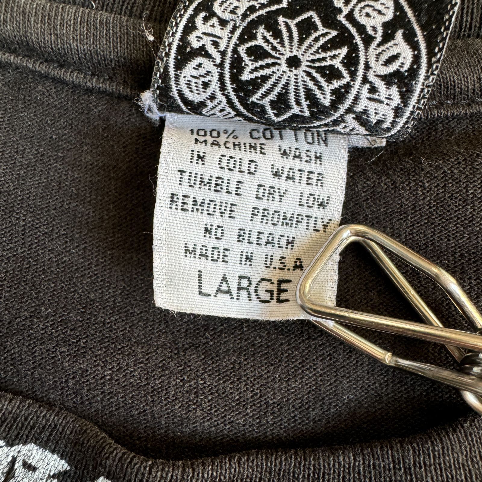 90s OLD CHROME HEARTS ネックロゴ Scroll Label シングルステッチ 